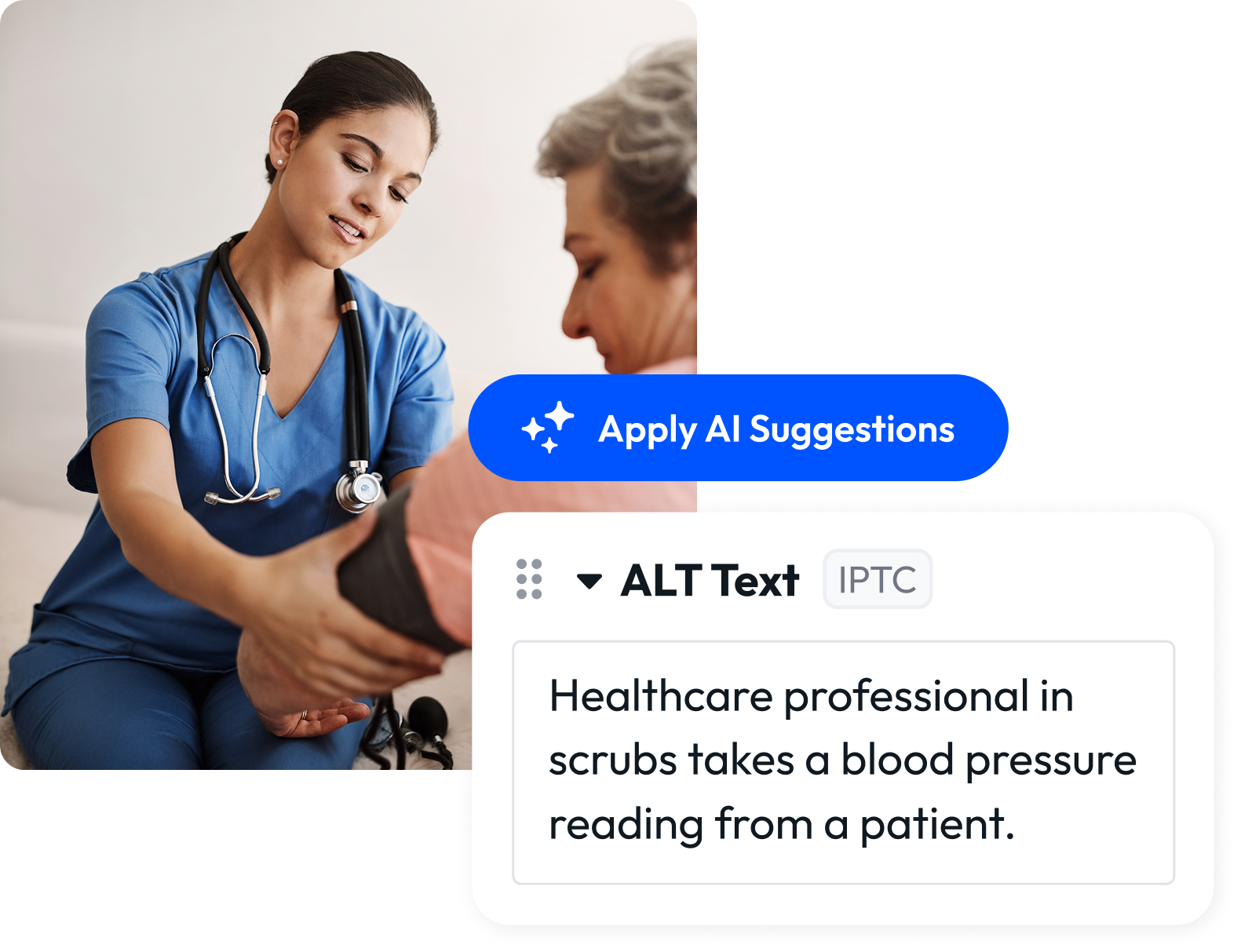 AI-generated alt text suggestions for healthcare imagery to improve accessibility and metadata