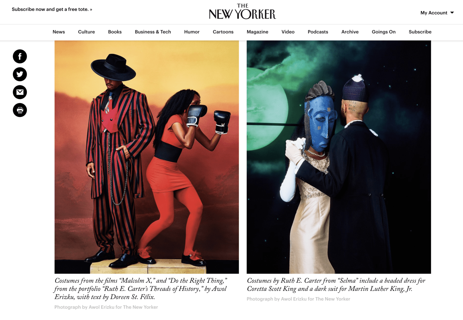 The New Yorker prominently featured Awol Erizku's work in their 2018 Best Photos feature