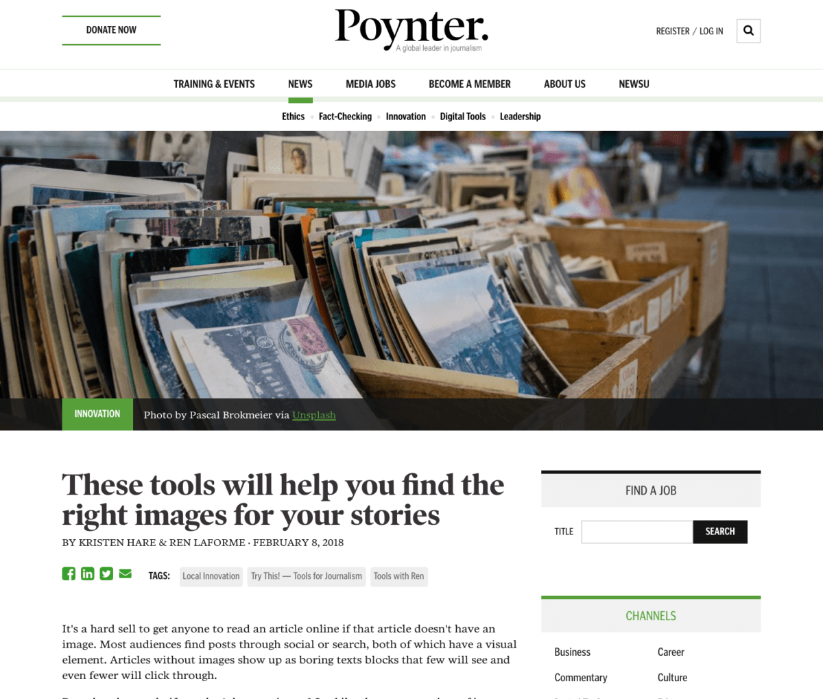 A Poytner piece on using free photography unsurprisingly uses free photography