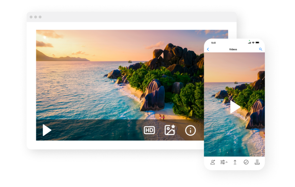 Video asset managed through Socialie's video DAM, displayed across both desktop and mobile platforms.