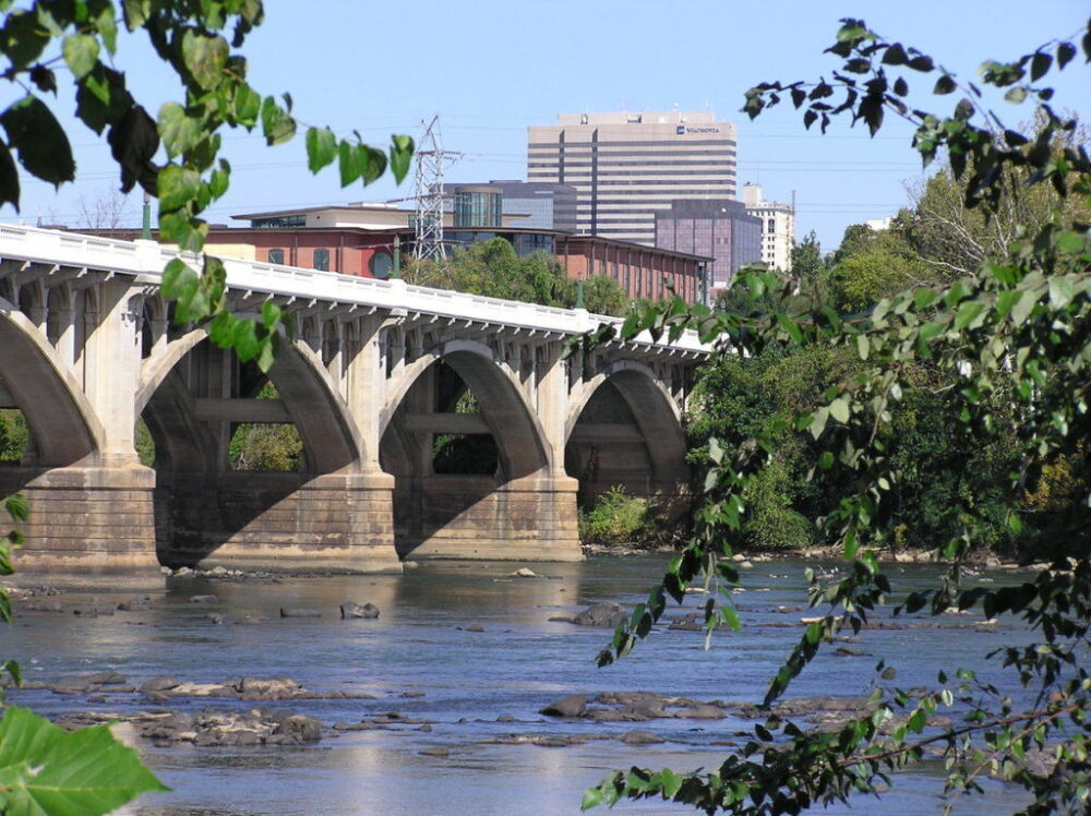 A river running under a bridge in South Carolina.