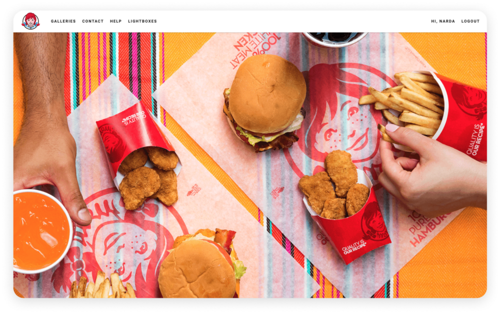 A screenshot of Wendy's branded PhotoShelter portal.