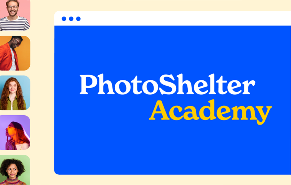 representation of PhotoShelter customers promoting PhotoShelter Academy for digital asset management