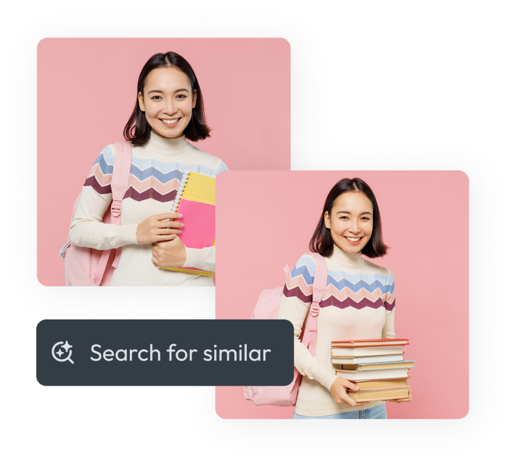 AI search for similar images showing related assets of a person based on visual similarity