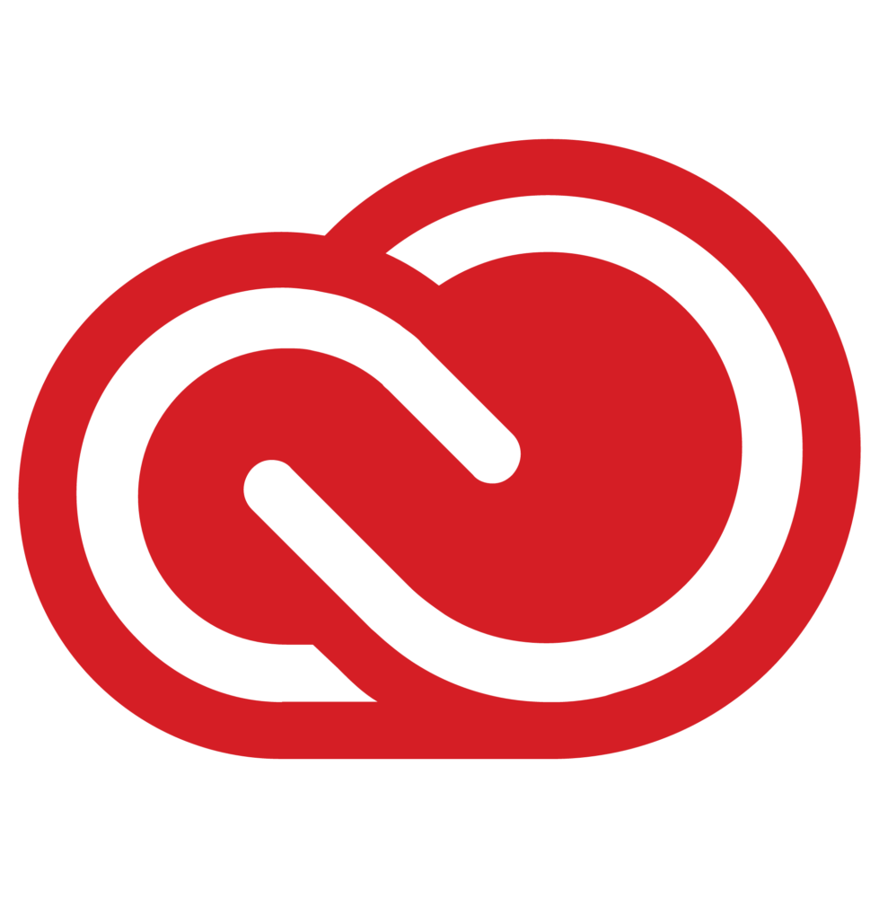 Adobe software logo comprised of two red circles joined together with whitespace inner outline