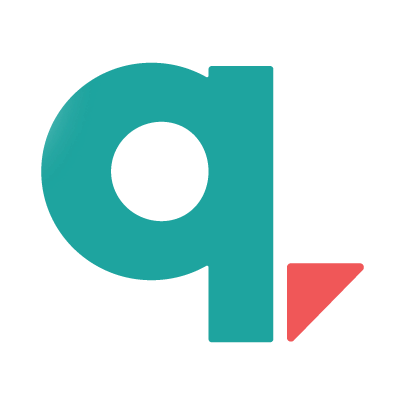 Marq brand logo comprised of teal circle and rectangle with a red triangle to the right, creating a lowercase letter q