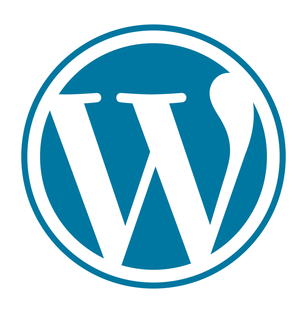 Circular blue WordPress logo using whitespace as a capital letter W