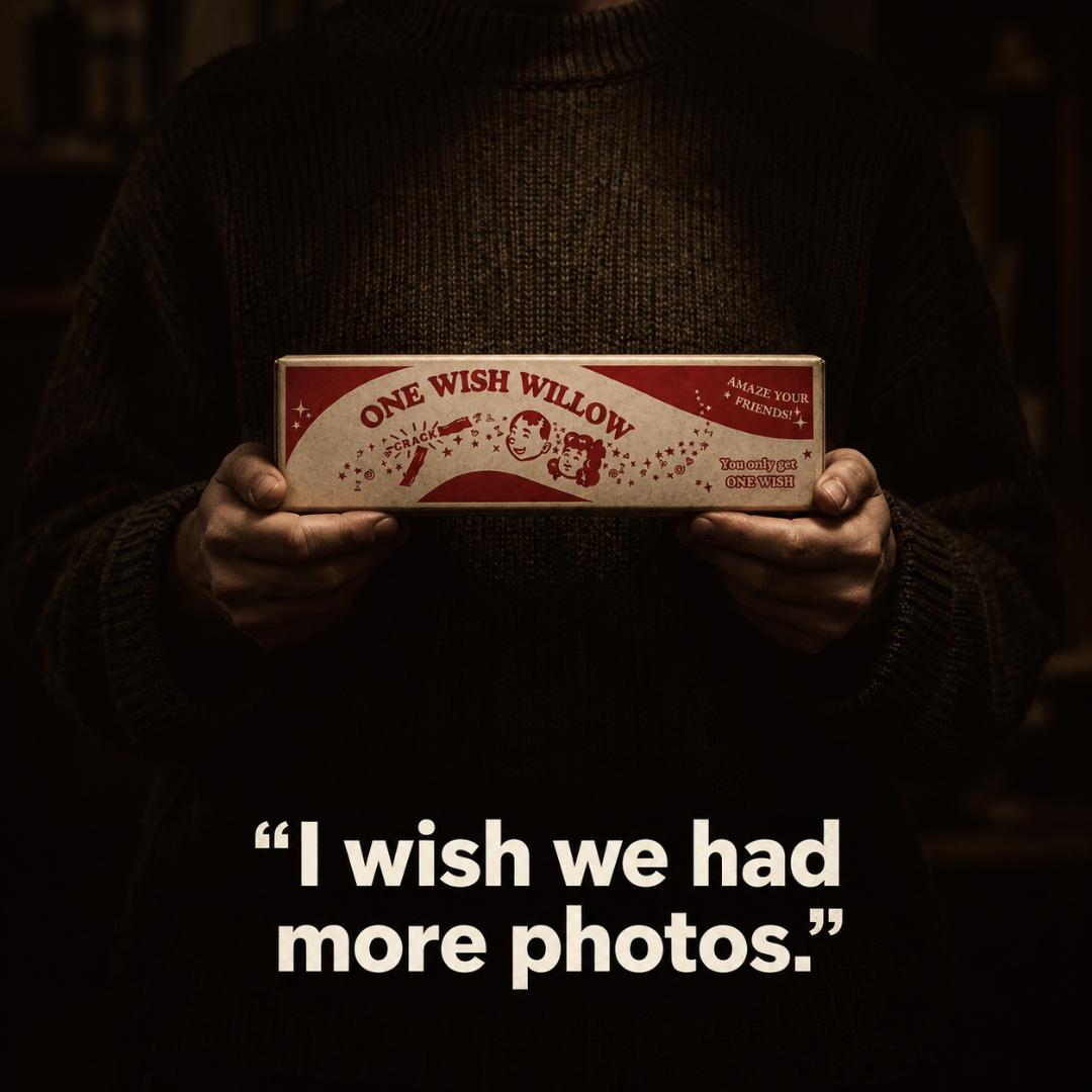 Horror movie style poster with the tagline “I wish we had more photos” about a huge photo library nobody could search